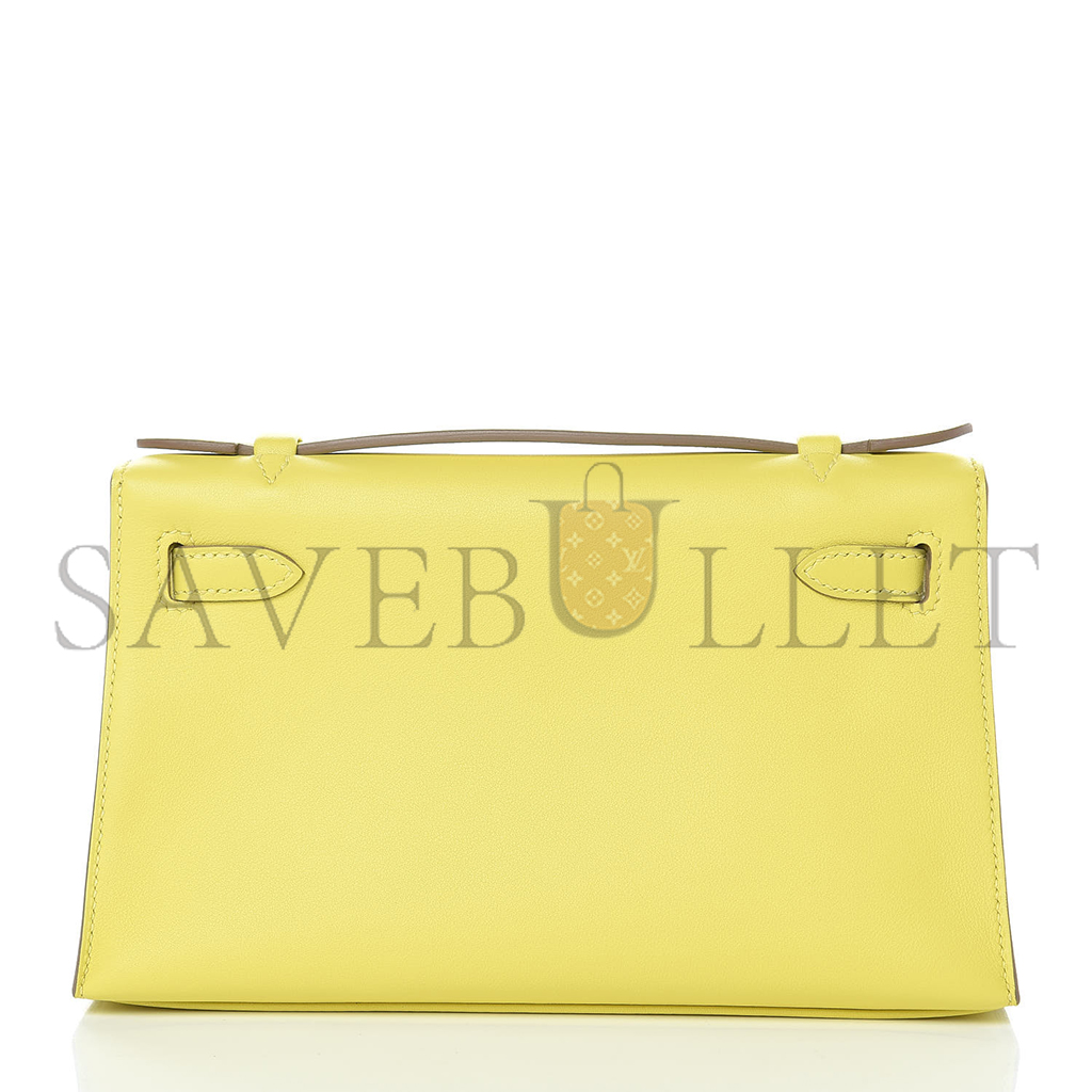 H**mes swift kelly pochette clutch yellow (22*14*7cm)